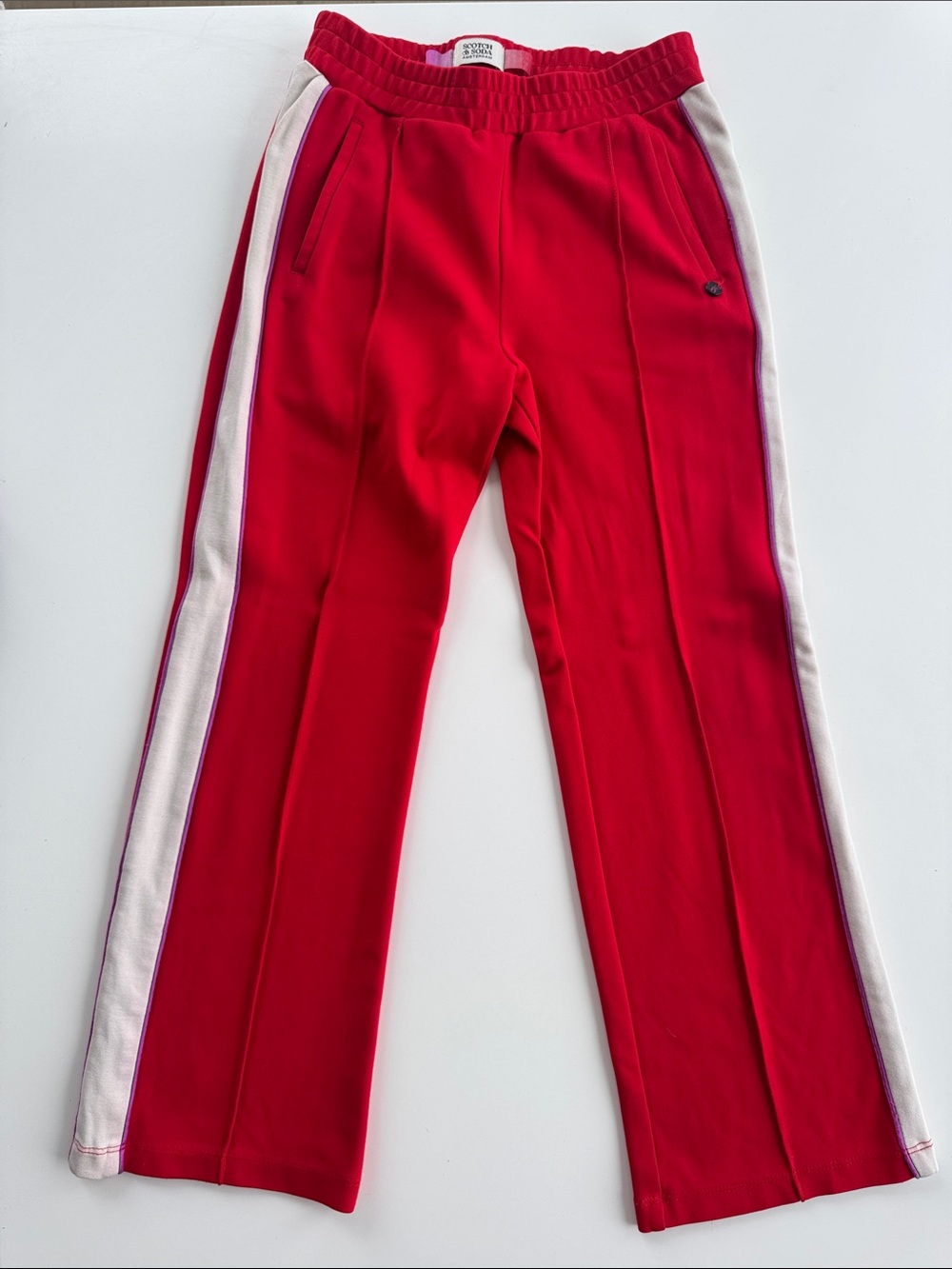 SCOTCH & SODA WIde Leg Contrast Stripe Track Pants, size 10